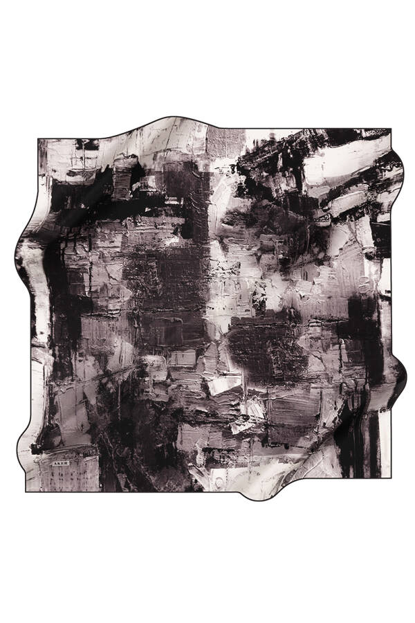 Fırça Desenli 90X90 İpek Krep Saten Eşarp - 1