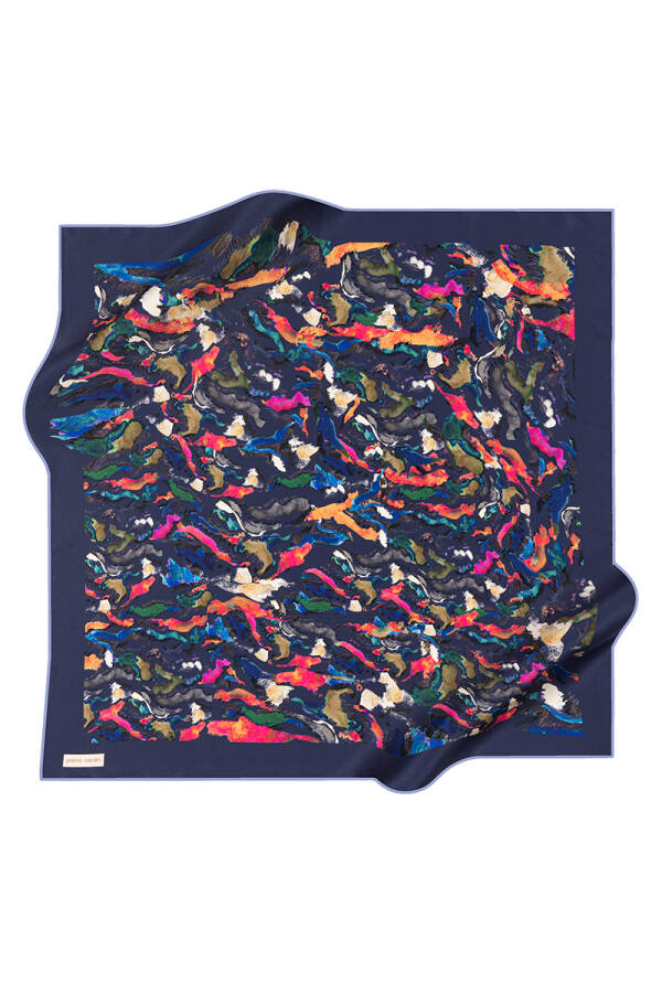 Fırça Desenli 90X90 Pierre Cardin Crepe Saten Eşarp - 1