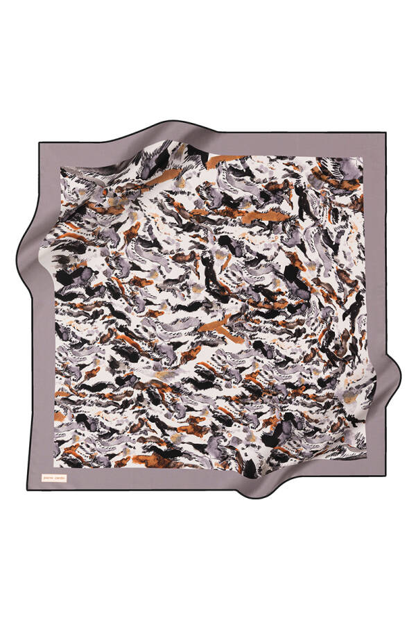 Fırça Desenli 90X90 Pierre Cardin Crepe Saten Eşarp - Pierre Cardin