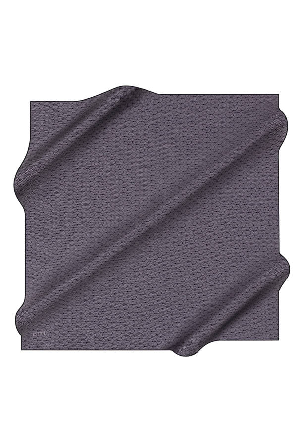 Füme İpek Kare Geometrik Desenli Eşarp - 1