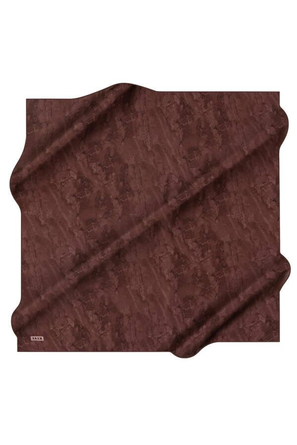 Fırça Desenli 90X90 Aker İpek Krep Saten Eşarp - Aker