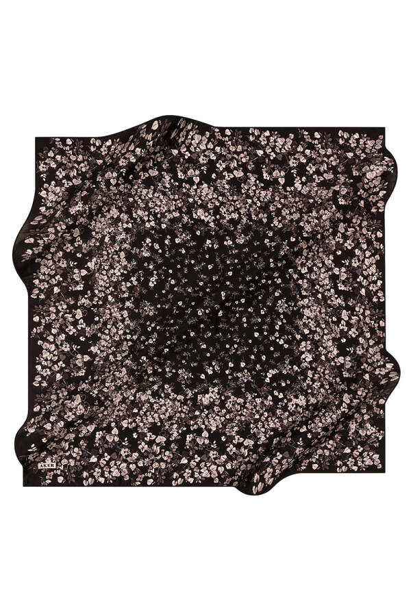 Çiçek Desenli 90X90 İpek Twill Eşarp - 1