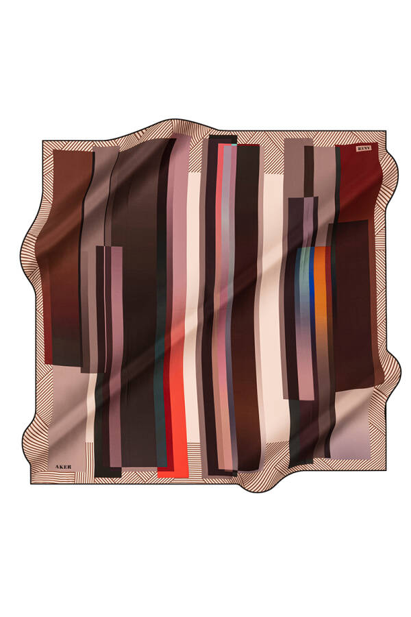 Renkli 90X90 Aker İpek Tivil Eşarp - 1