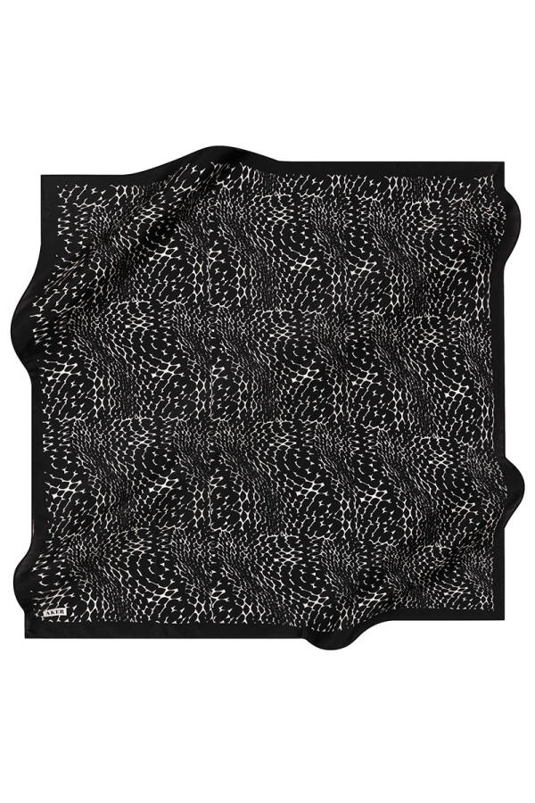 Geometrik Desenli 90X90 İpek Krep Saten Eşarp - 1