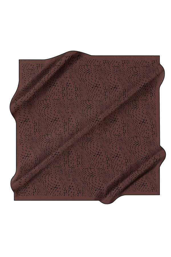 Geometrik Desenli 90X90 Aker İpek Krep Saten Eşarp - 1