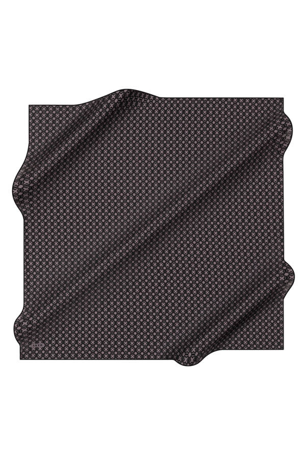 Logo Desenli 90X90 Aker İpek Krep Saten Eşarp - 1