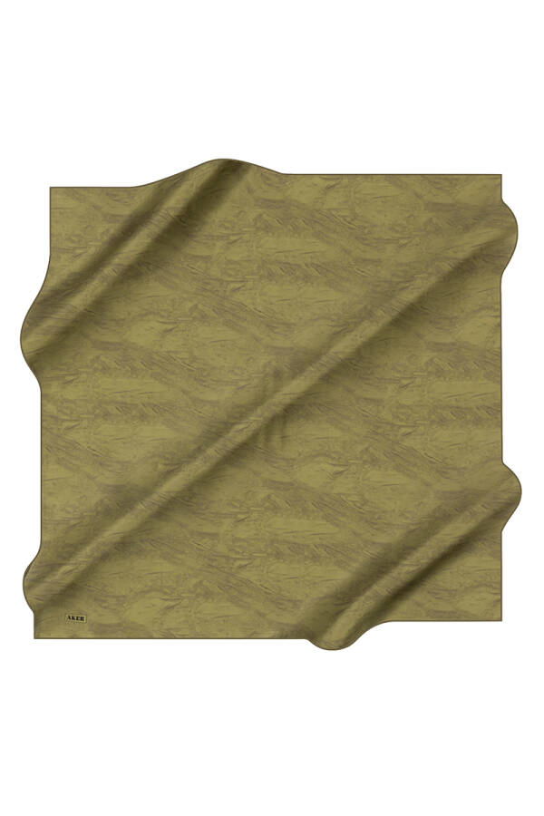 Fırça Desenli 90X90 Aker İpek Krep Saten Eşarp - 1