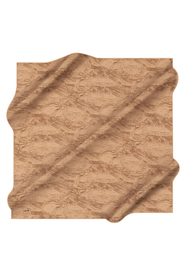 Fırça Desenli 90X90 Aker İpek Krep Saten Eşarp - 1