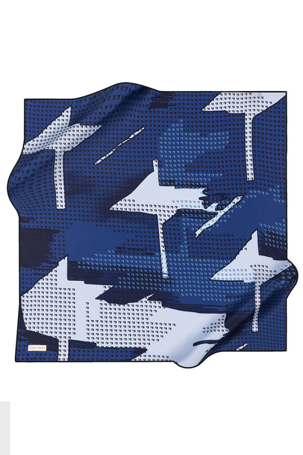 Geometrik Desenli 90X90 İpek Krep Saten Eşarp - 1