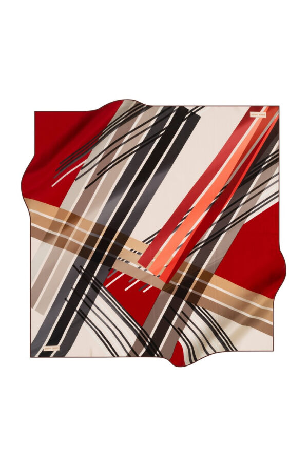 Geometrik Desenli 90X90 İpek Twill Eşarp - 1