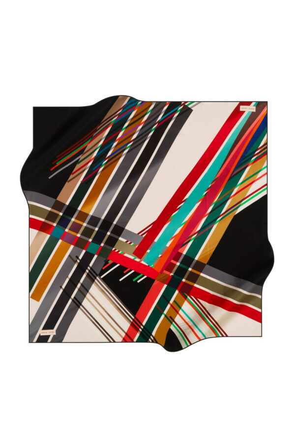 Geometrik Desenli 90X90 İpek Twill Eşarp - 1