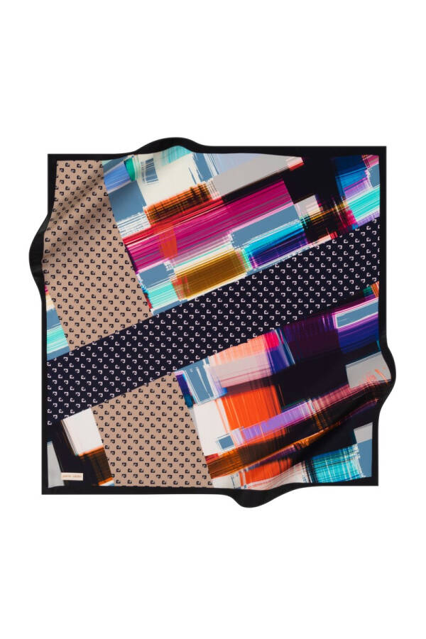 Geometrik Desenli 90X90 Pierre Cardin Krep Saten Eşarp - 1