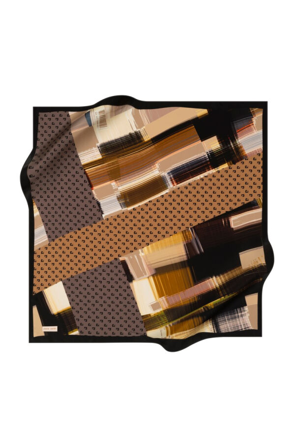 Geometrik Desenli 90X90 İpek Twill Eşarp - 1