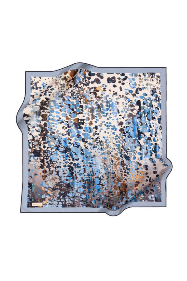 Leopar Desenli 90X90 Aker İpek Krep Saten Eşarp - 1