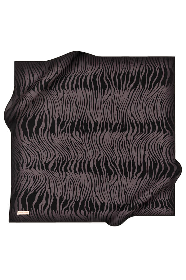 Zebra Desenli 90X90 İpek Krep Saten Eşarp - 1