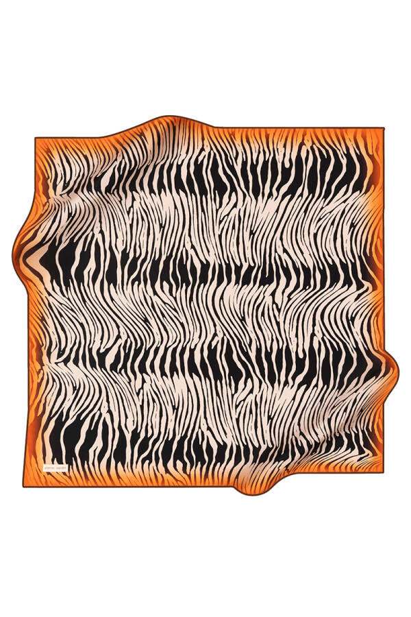 Zebra Desenli 90X90 İpek Krep Saten Eşarp - 1