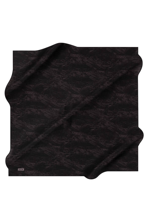 Fırça Desenli 90X90 Aker İpek Krep Saten Eşarp - 1