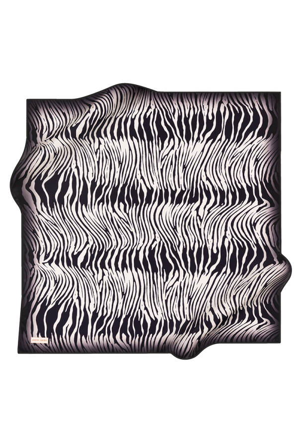 Zebra Desenli 90X90 İpek Krep Saten Eşarp - 1