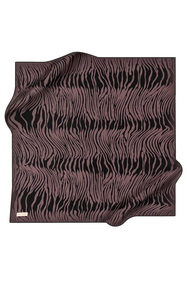 Zebra Desenli 90X90 İpek Krep Saten Eşarp - 1