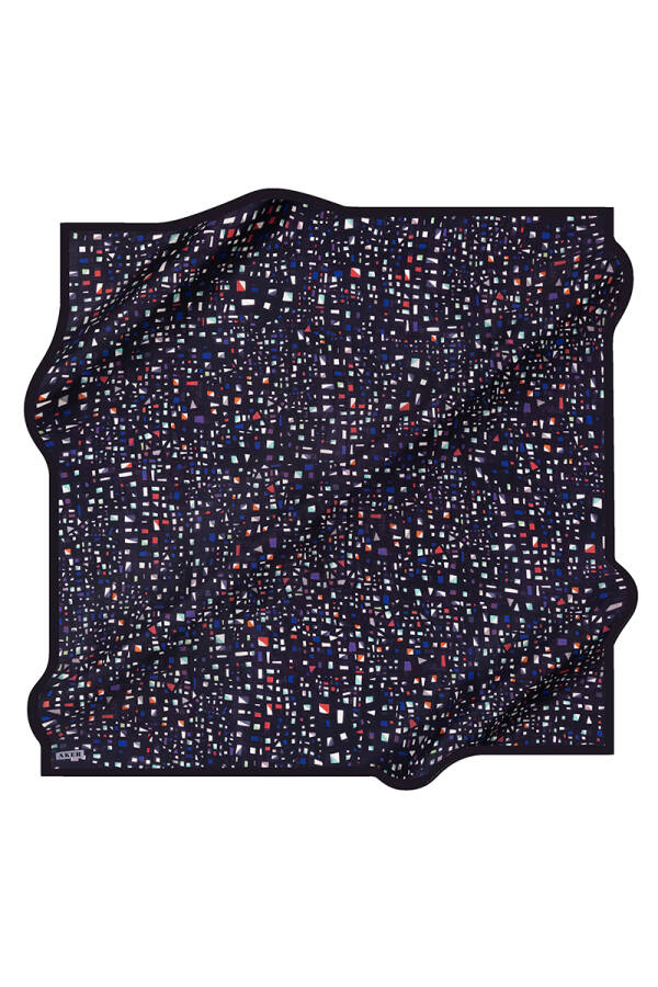 Geometrik Desenli 90X90 İpek Twill Eşarp - 1