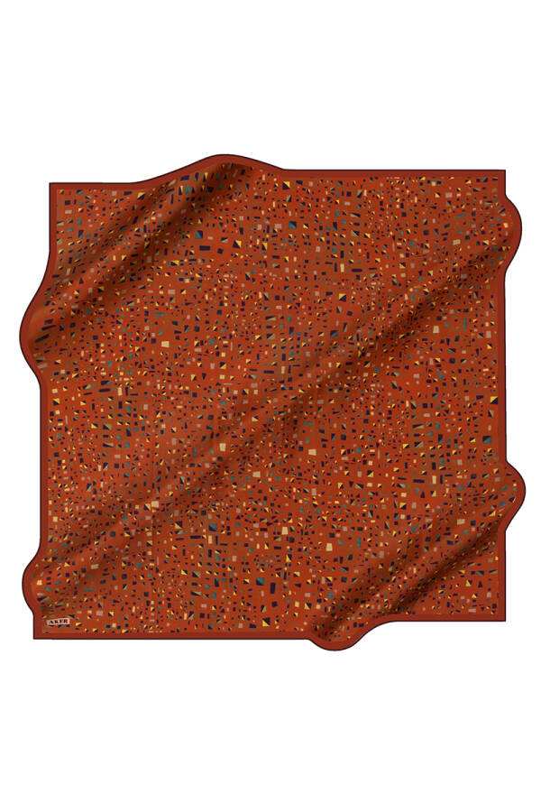 Geometrik Desenli 90X90 Aker İpek Tivil Eşarp - 1