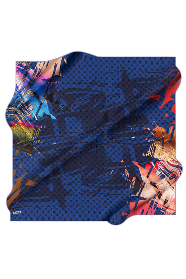 Fırça Desenli 90X90 İpek Tivil Eşarp - 1