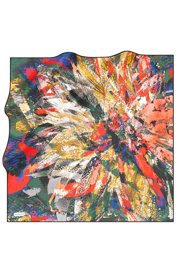 Fırça Desenli 90X90 İpek Twill Eşarp - 1