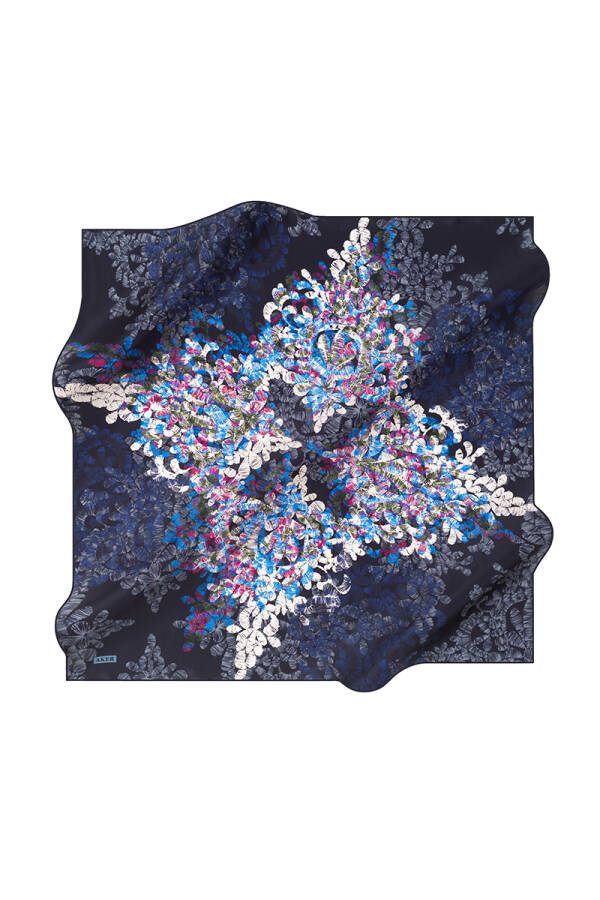 Çiçek Desenli 90X90 İpek Tivil - 1