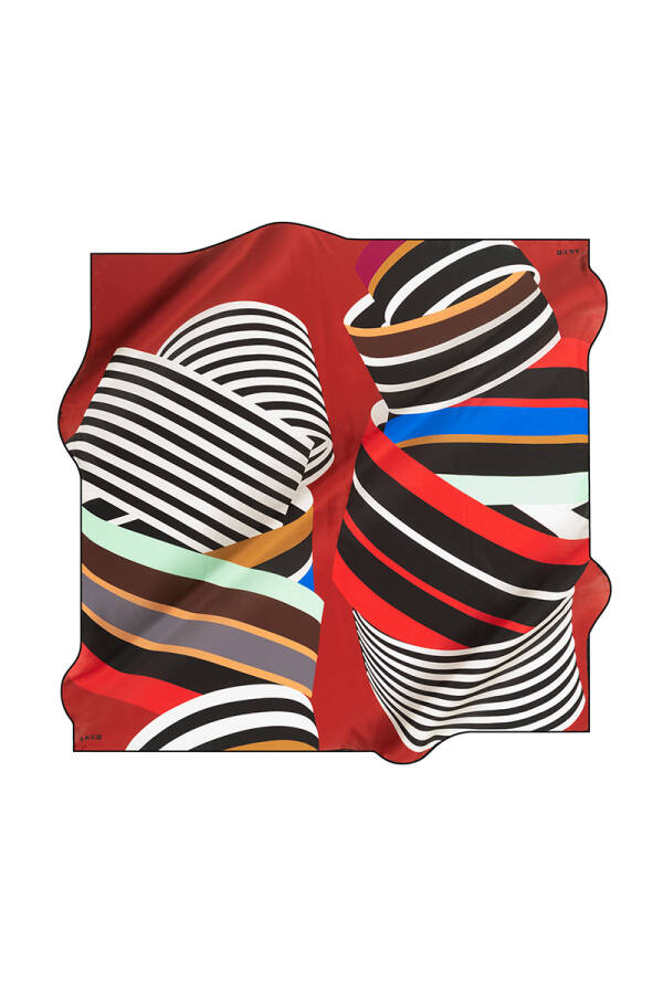 Çiçek Desenli 90X90 İpek Krep Saten Eşarp - 1