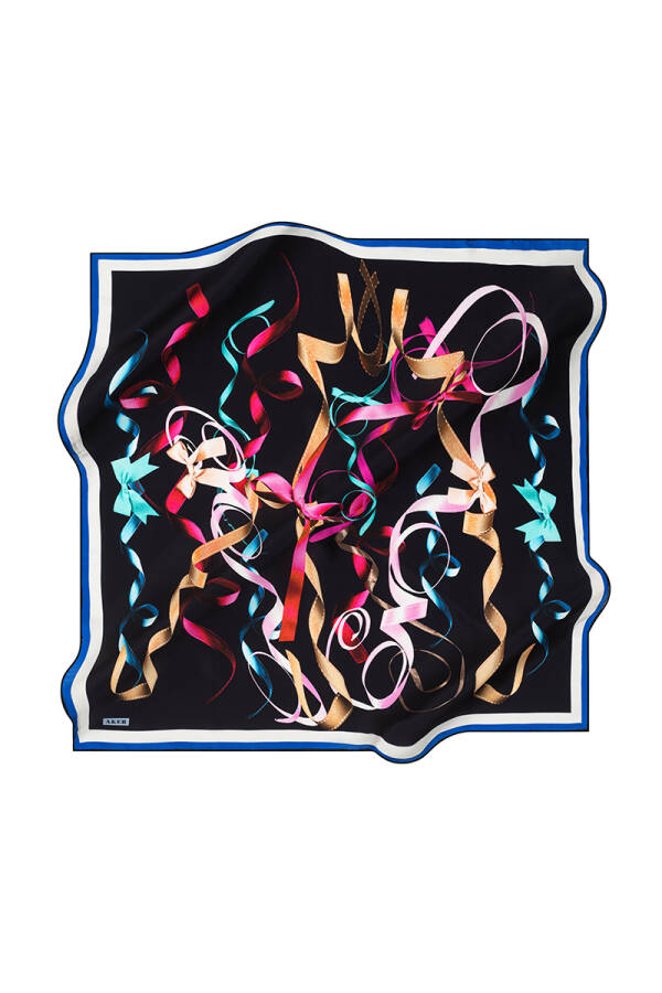 Geometrik Desenli 90X90 İpek Krep Saten - 1