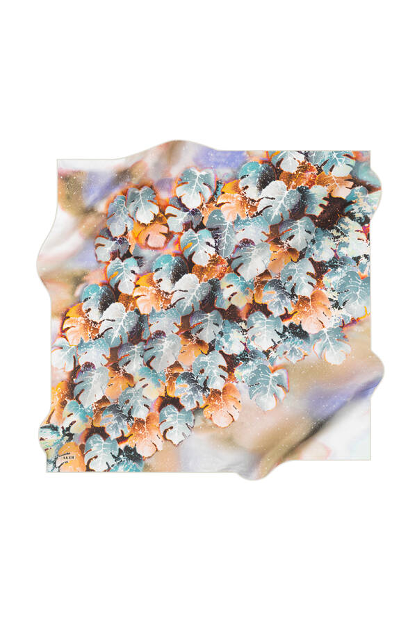 Çiçek Desenli 90X90 İpek Twill Eşarp - 1
