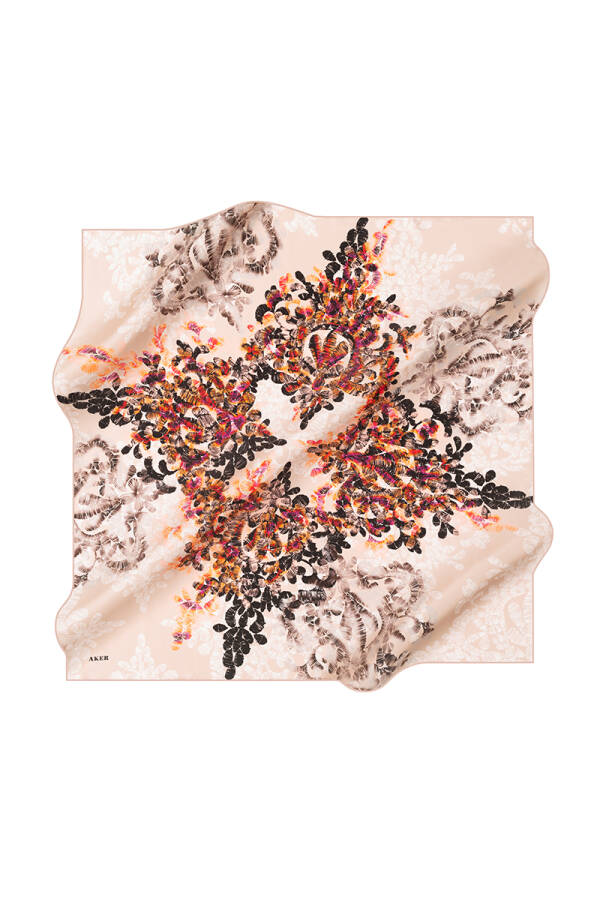 Çiçek Desenli 90X90 İpek Tivil - 1