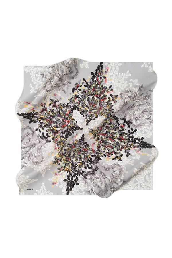 Çiçek Desenli 90X90 İpek Tivil - 1