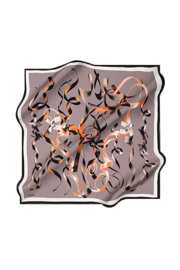 Geometrik Desenli 90X90 İpek Krep Saten - 1