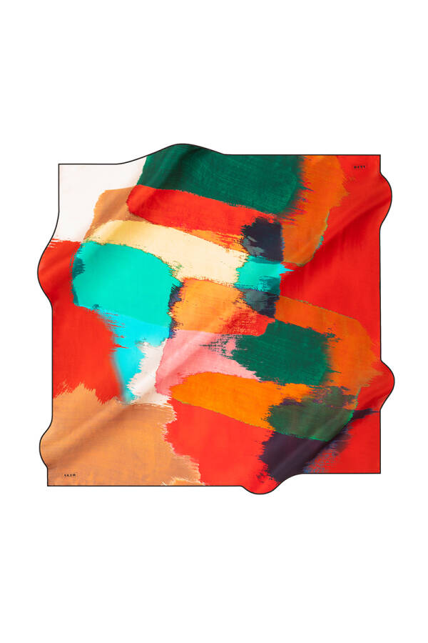 Fırça Desenli 90X90 İpek Twill Eşarp - Aker