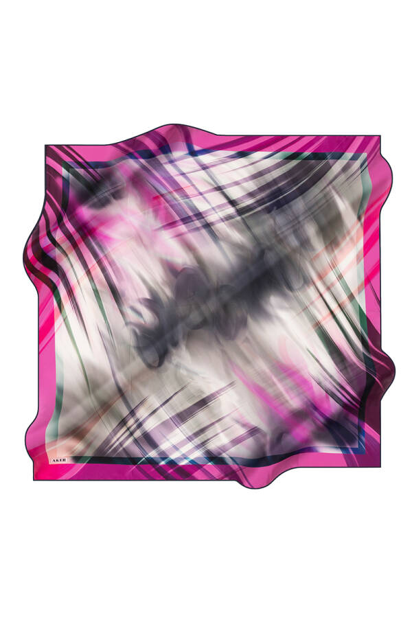 Fırça Desenli 90X90 İpek Tivil Eşarp - 1