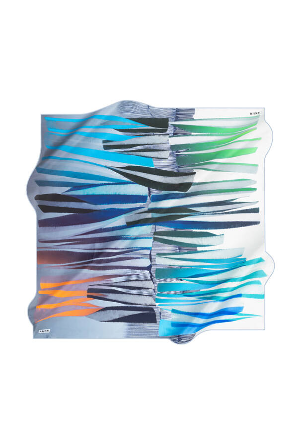 Fırça Desenli 90X90 İpek Krep Saten Eşarp - 1