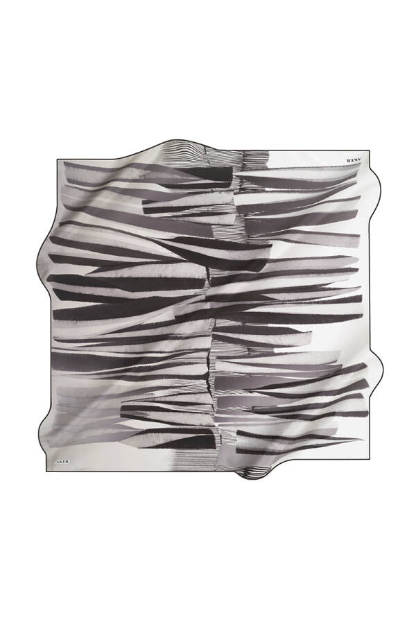 Fırça Desenli 90X90 İpek Krep Saten Eşarp - 1