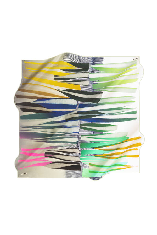 Fırça Desenli 90X90 İpek Krep Saten Eşarp - 1