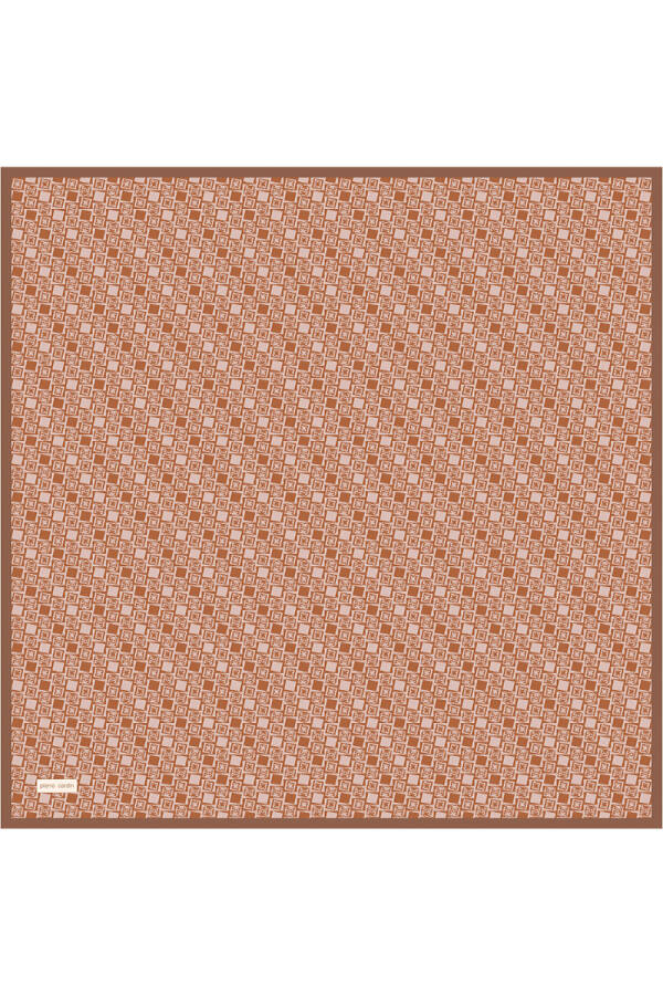 Turuncu 90X90 İpek Krep Saten Eşarp - Pierre Cardin