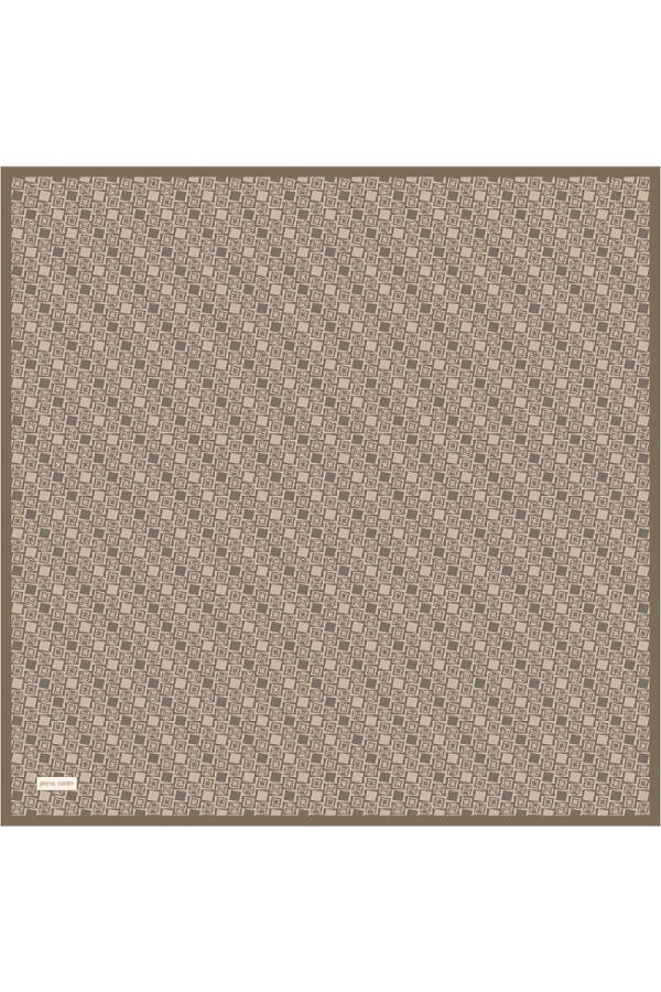 Kahverengi 90X90 İpek Krep Saten Eşarp - 1