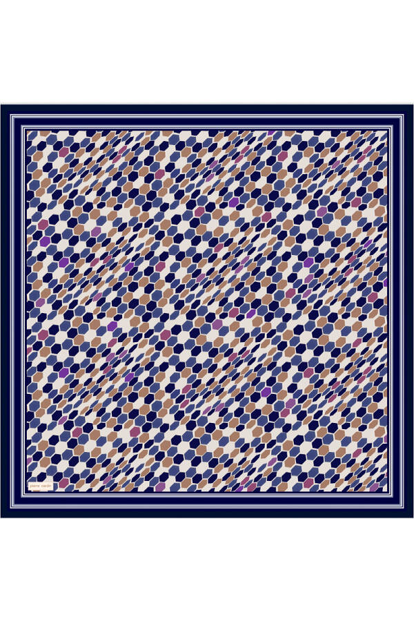 Lacivert 90X90 İpek Krep Saten Eşarp - 1