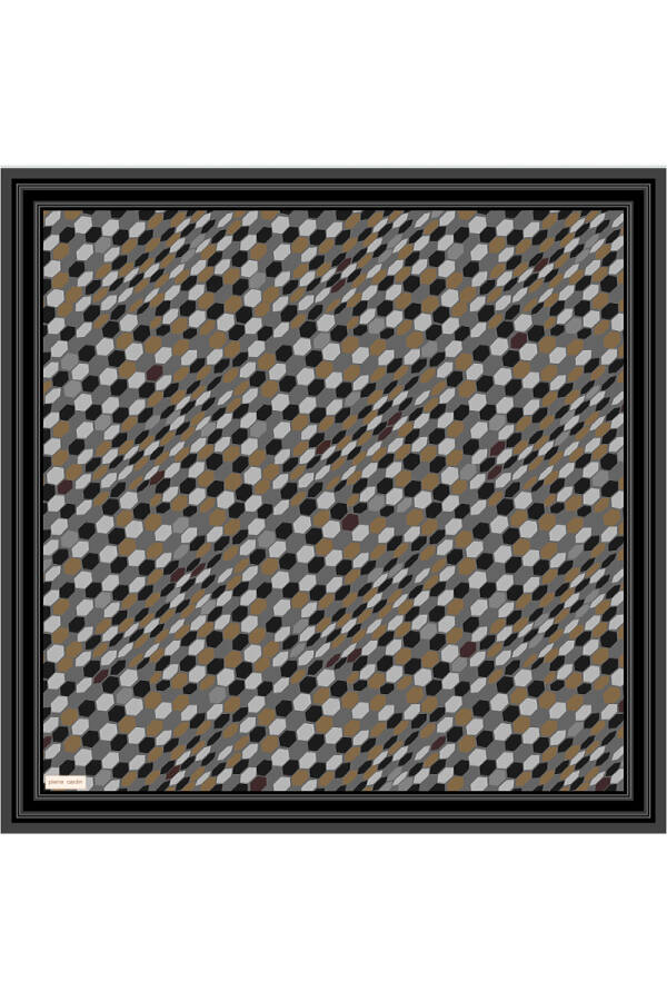 Siyah 90X90 İpek Krep Saten Eşarp - 1