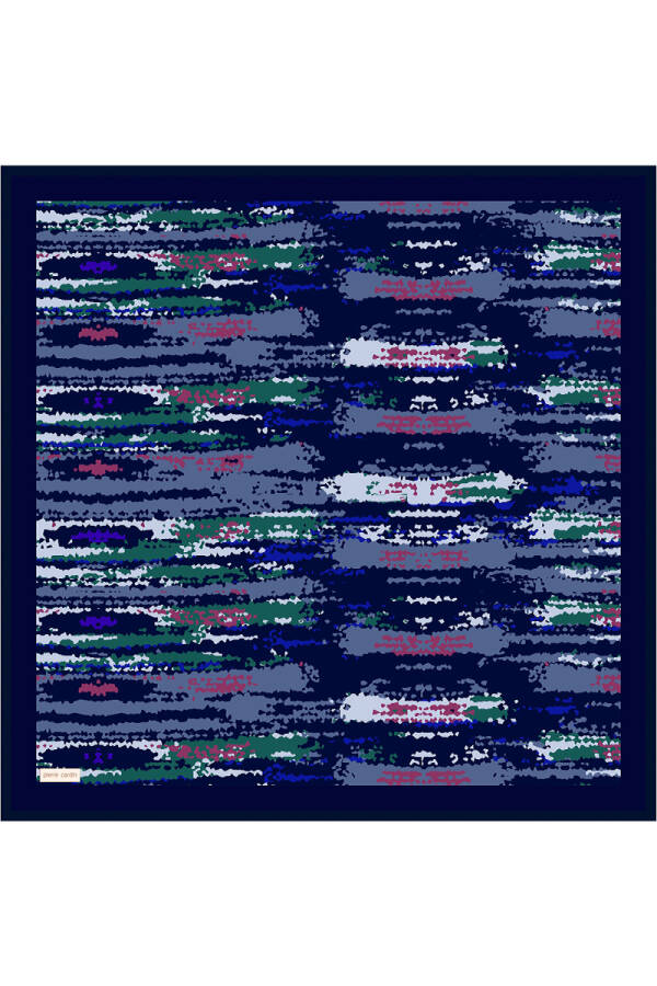 Lacivert 90X90 İpek Krep Saten Eşarp - 1