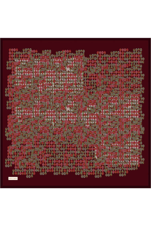 Bordo 90X90 İpek Krep Saten Eşarp - 1
