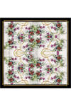 Siyah Çiçek Desenli 90X90 İpek Krep Saten Eşarp 