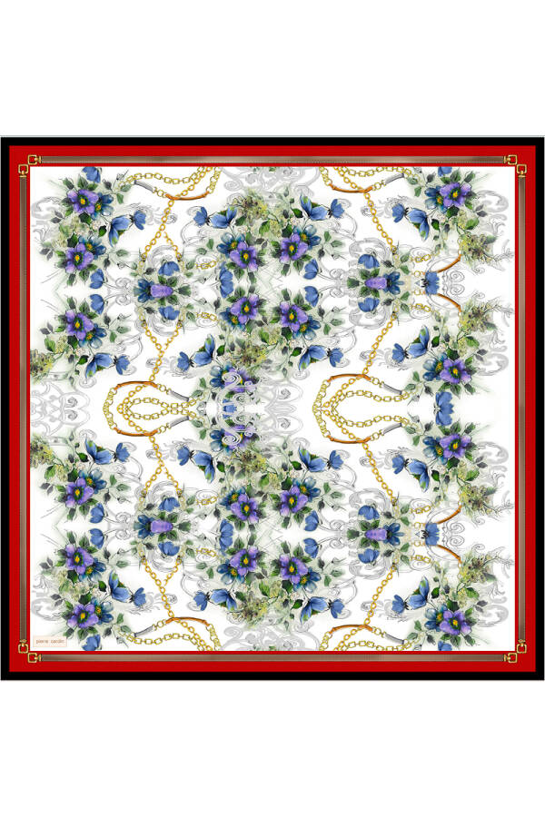 Kırmızı 90X90 İpek Krep Saten Eşarp - Pierre Cardin
