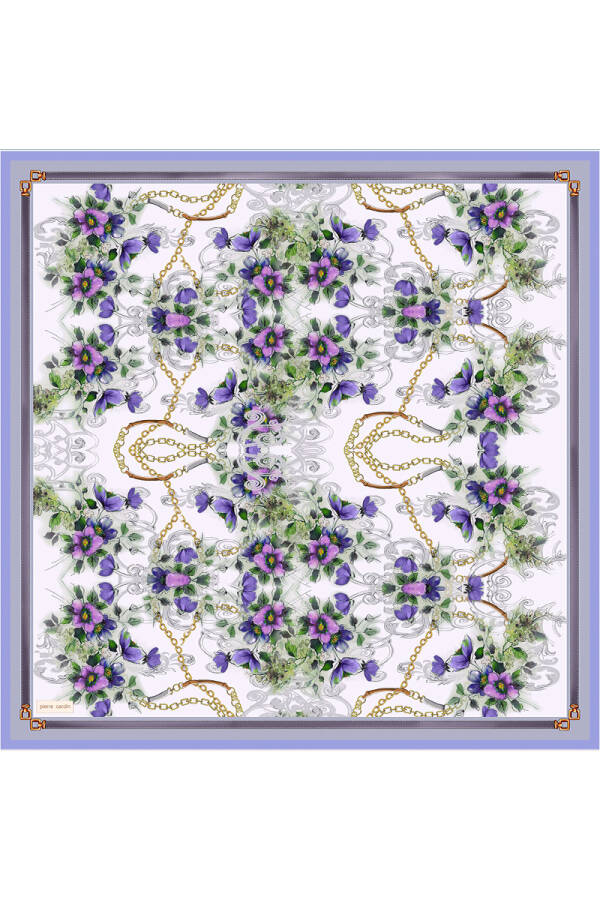 Lila 90X90 İpek Krep Saten Eşarp - 1