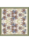 Yeşil Çiçek Desenli 90X90 İpek Krep Saten Eşarp 