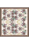 Kahverengi Çiçek Desenli 90X90 İpek Krep Saten Eşarp 